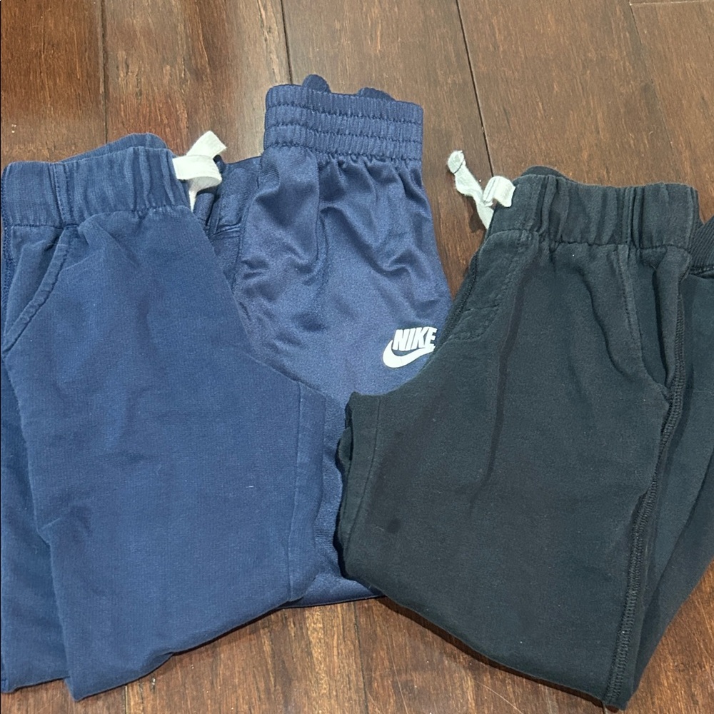 6T Pants Bundle, Nike Carters Kids Black and Navy Joggers Trio, Little Boy Pants